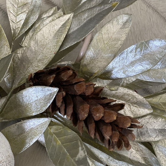 Handmade holiday, Christmas, winter wreath, bird, pine cone light green, silver! - Picture 4 of 6